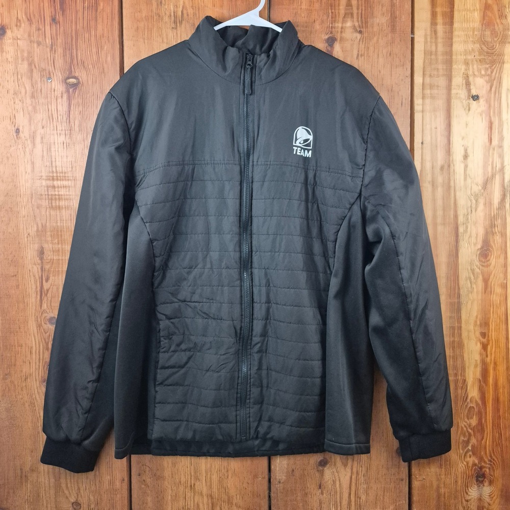 Taco Bell Team Member Uniform Jacket Black Quilted Full Zip Men's